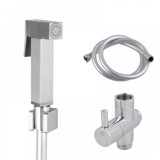 Square Brass Brushed Nickel Toilet Bidet Spray Wash Kit Diverter Set with 1.2m PVC Hose Square Brass Brushed Nickel Toilet Bidet Spray Wash Kit Diverter Set with 1.2m PVC Hose